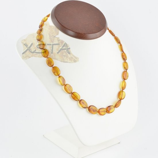 Amber necklace polished flat olive